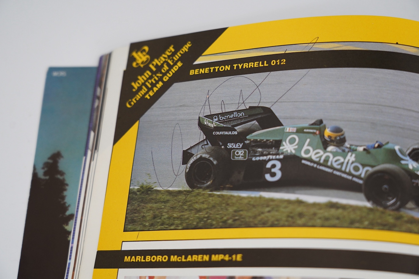 An archive of British Grand Prix memorabilia from Brands Hatch, including a collection of autographs, including Niki Lauda, John Watson, etc., all collected in a brands Hatch official program dated 1983 by the vendor who